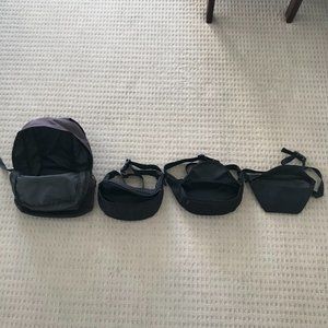 Manhattan Portage Backpack Waist Body Shoulder Bag Fanny Pack Bundle (Black)